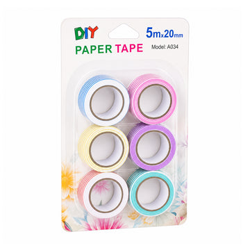 Arav Paper Tape — Pack of 6 Assorted Colours (5 m × 20 mm)