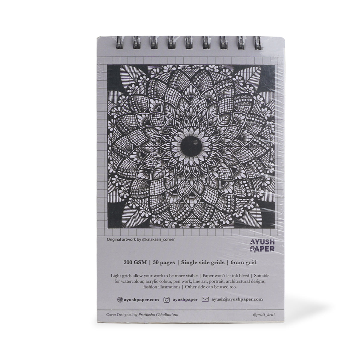 Ayush Paper A5 Grey Gridbook 200 GSM Wiro 30 Pages