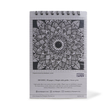 Ayush Paper A5 Grey Gridbook 200 GSM Wiro 30 Pages