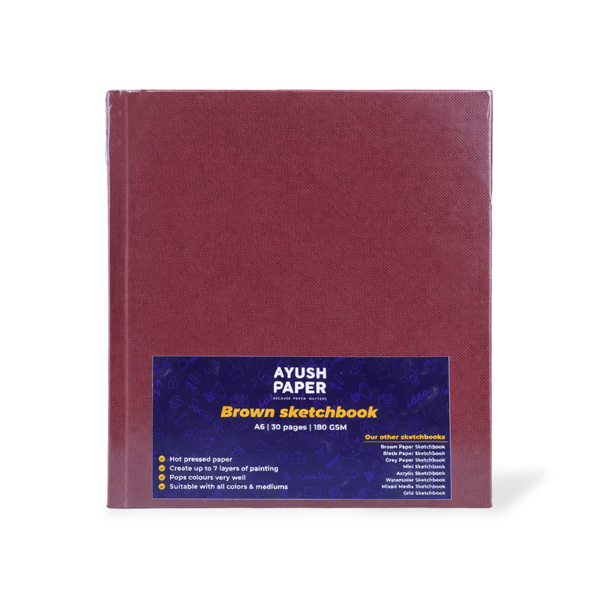 Ayush Paper A6 Brown Sketchbook – 30 Pages, 180 GSM