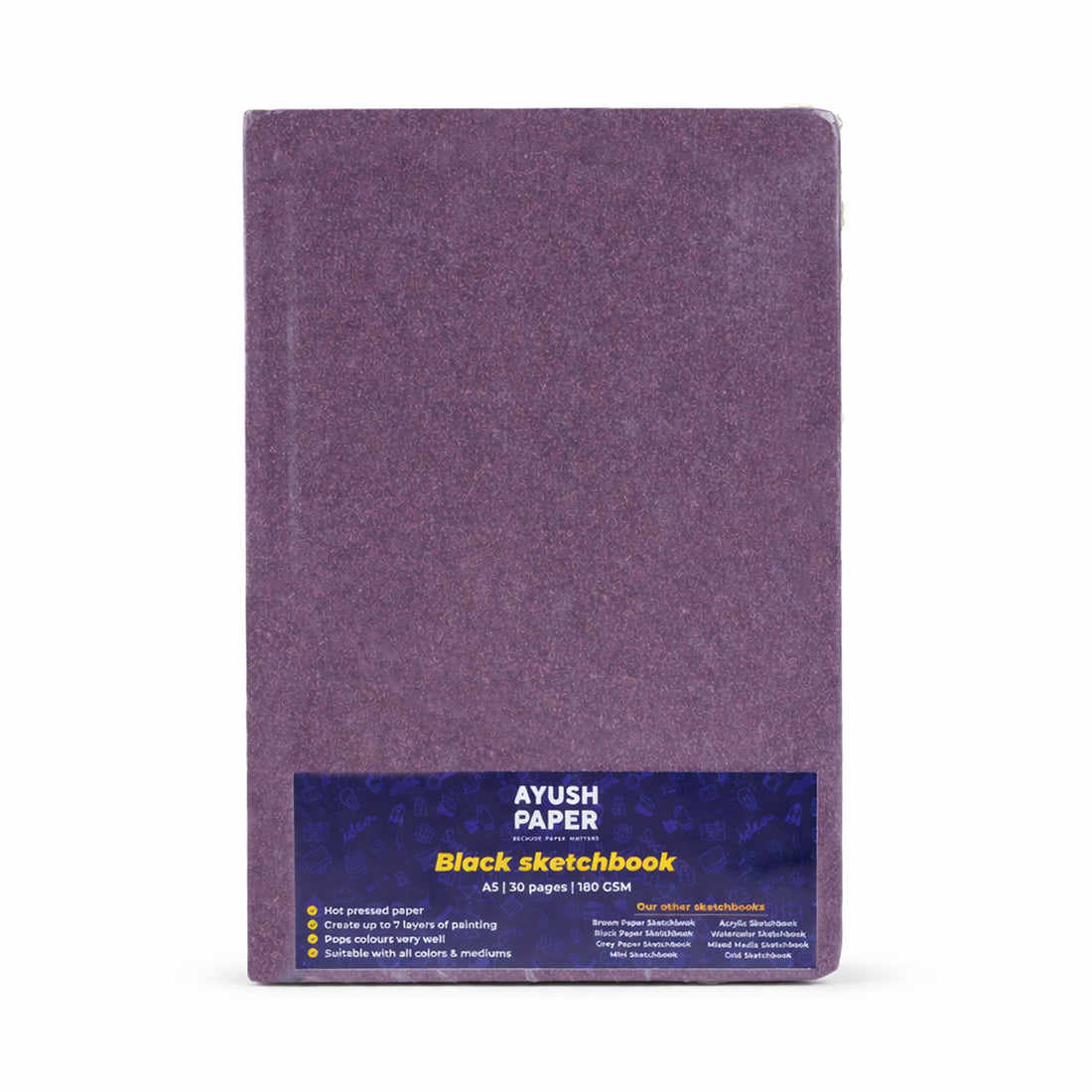 Ayush Paper A5 Black Sketch Book 200 GSM Hardbound 30 Pages