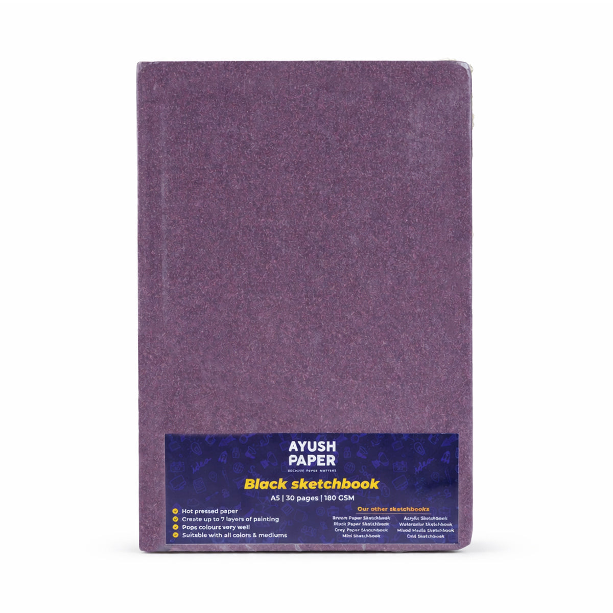 Ayush Paper A5 Black Sketch Book 200 GSM Hardbound 30 Pages