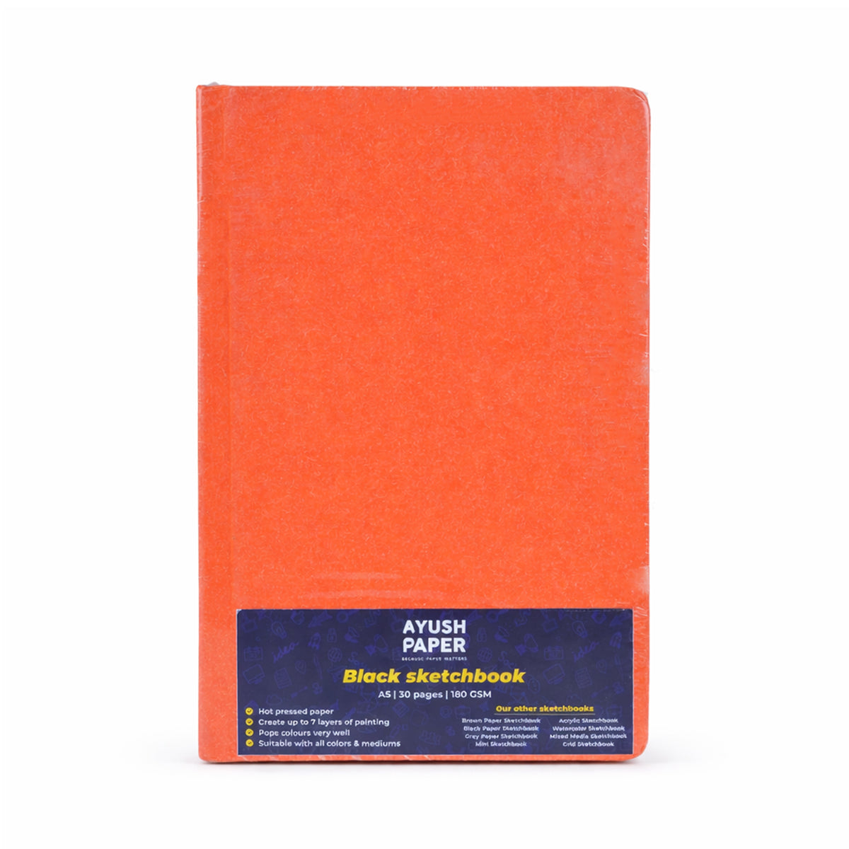 Ayush Paper A5 Black Sketch Book 200 GSM Hardbound 30 Pages