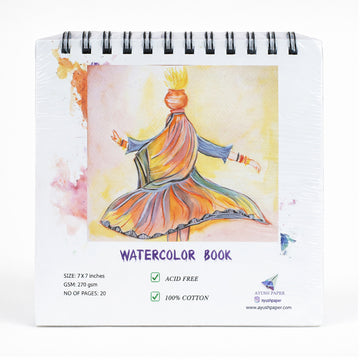 Ayush Paper Watercolour Book 7×7 Inch 270 GSM Wiro 20 Pages