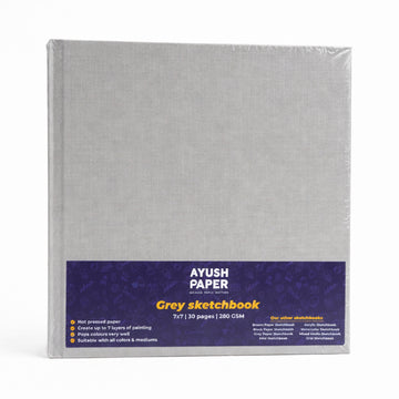 Ayush Paper 7x7 Grey Sketch Book 200 GSM Hardbound 30 Pages