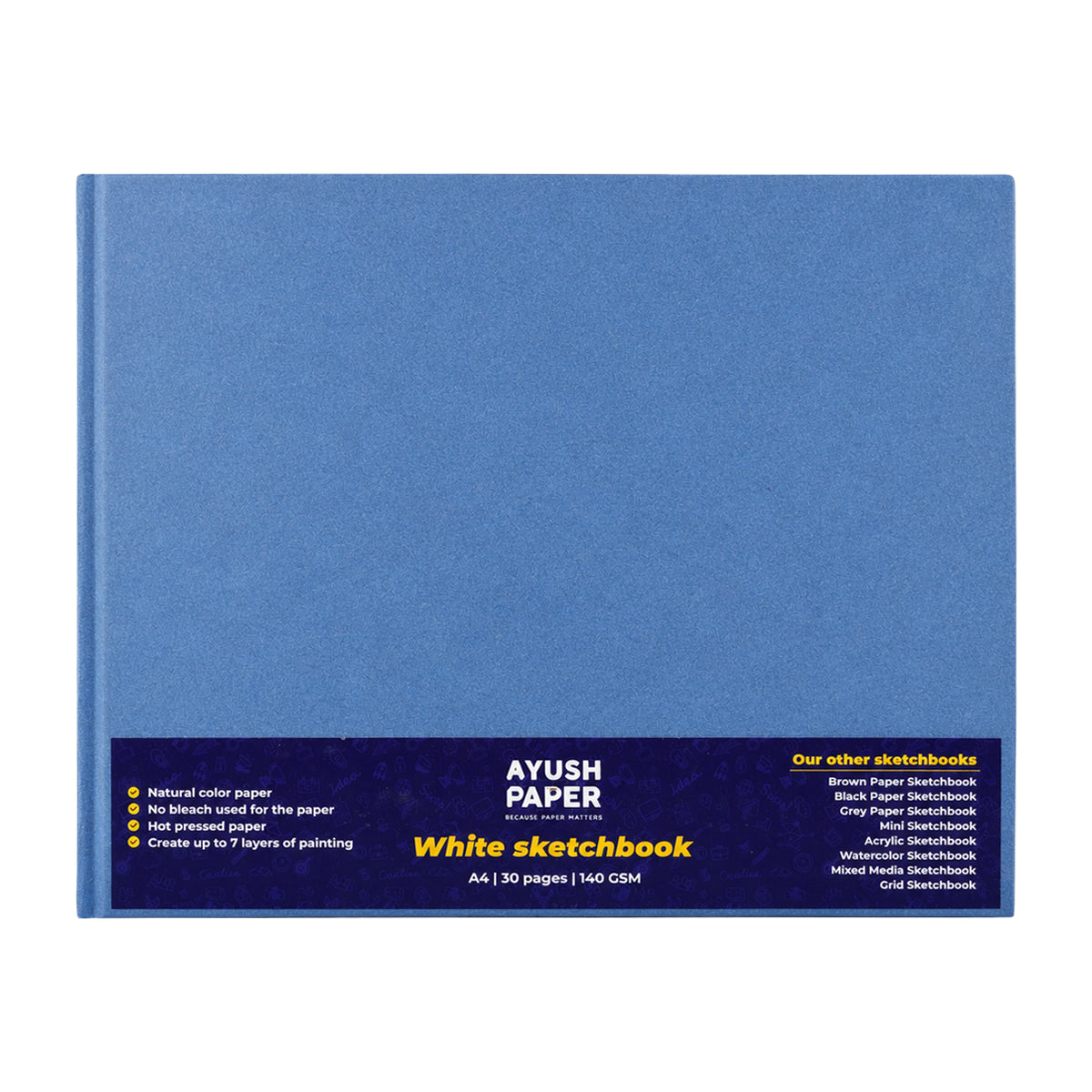 Ayush A4 Hardbound Sketch Book – 30 Pages, 200 GSM White