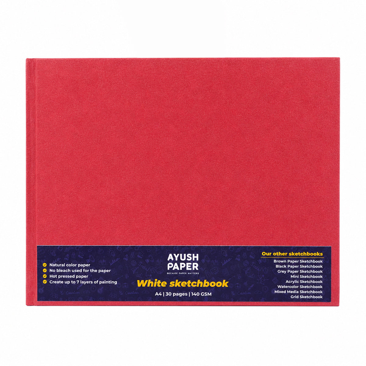 Ayush A4 Hardbound Sketch Book – 30 Pages, 200 GSM White