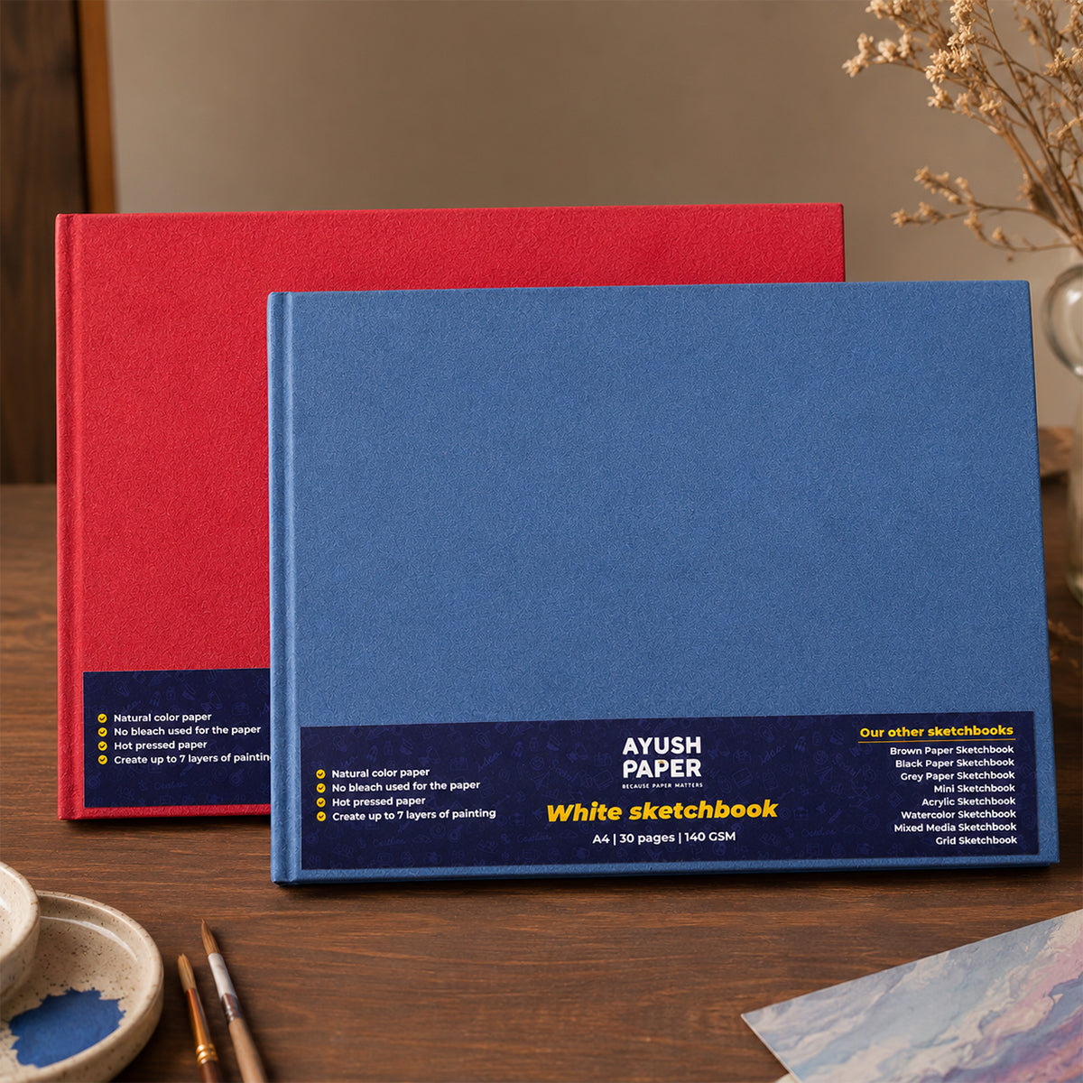 Ayush A4 Hardbound Sketch Book – 30 Pages, 200 GSM White