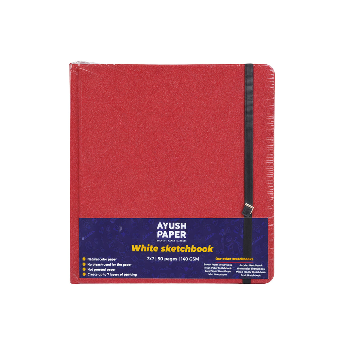 Ayush Paper 7×7 Sketch Notebook | 200 GSM White | Hard Bound