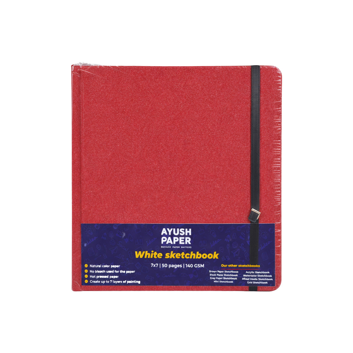Ayush Paper 7×7 Sketch Notebook | 200 GSM White | Hard Bound