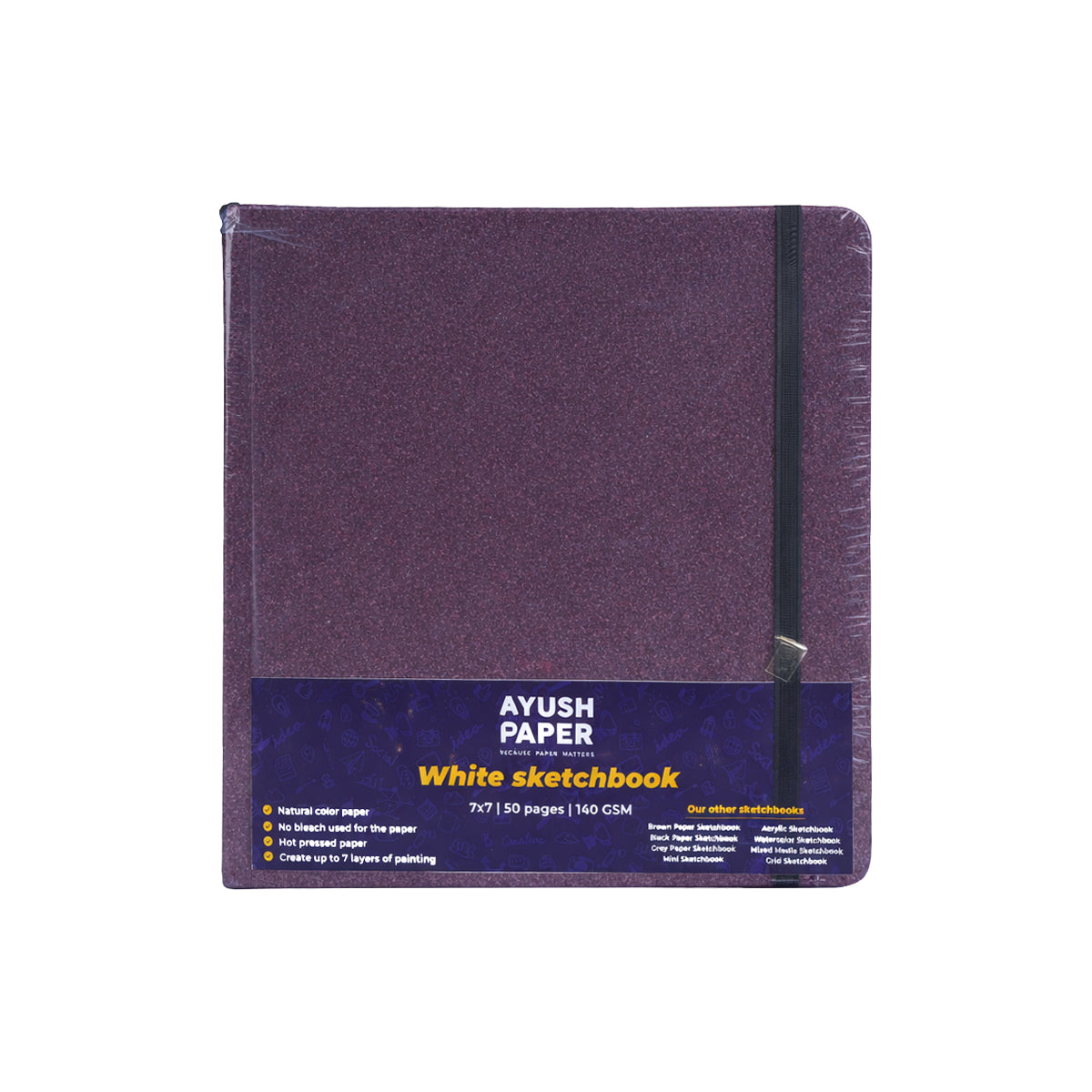 Ayush Paper 7×7 Sketch Notebook | 200 GSM White | Hard Bound