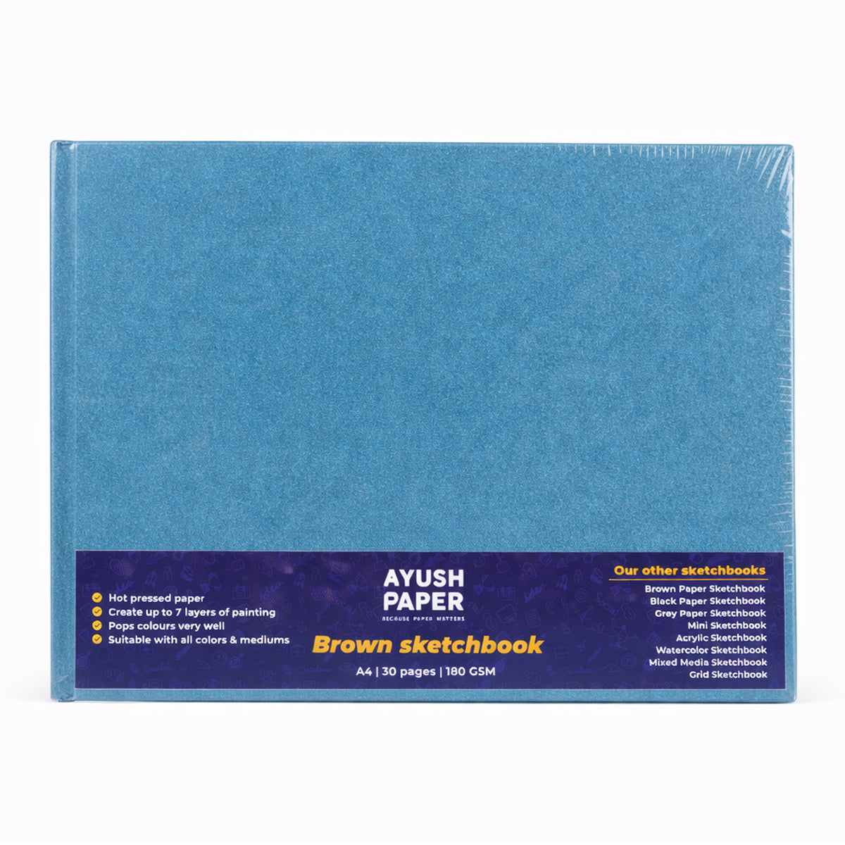 Ayush Paper A4 Brown Sketch Book | 200 GSM Hard Bound | 30 Pages