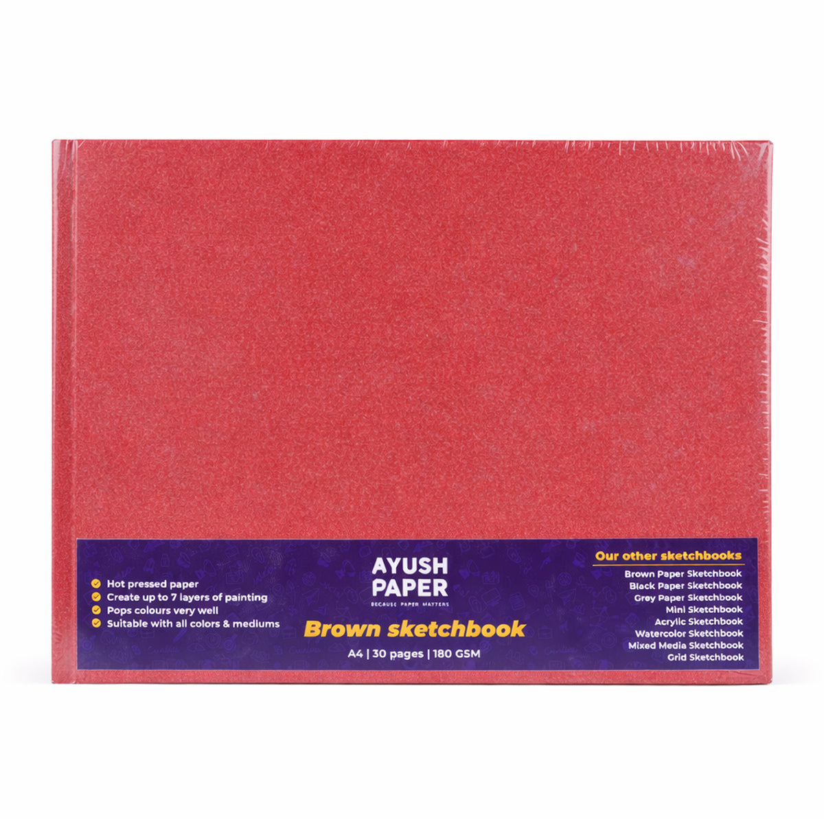 Ayush Paper A4 Brown Sketch Book | 200 GSM Hard Bound | 30 Pages