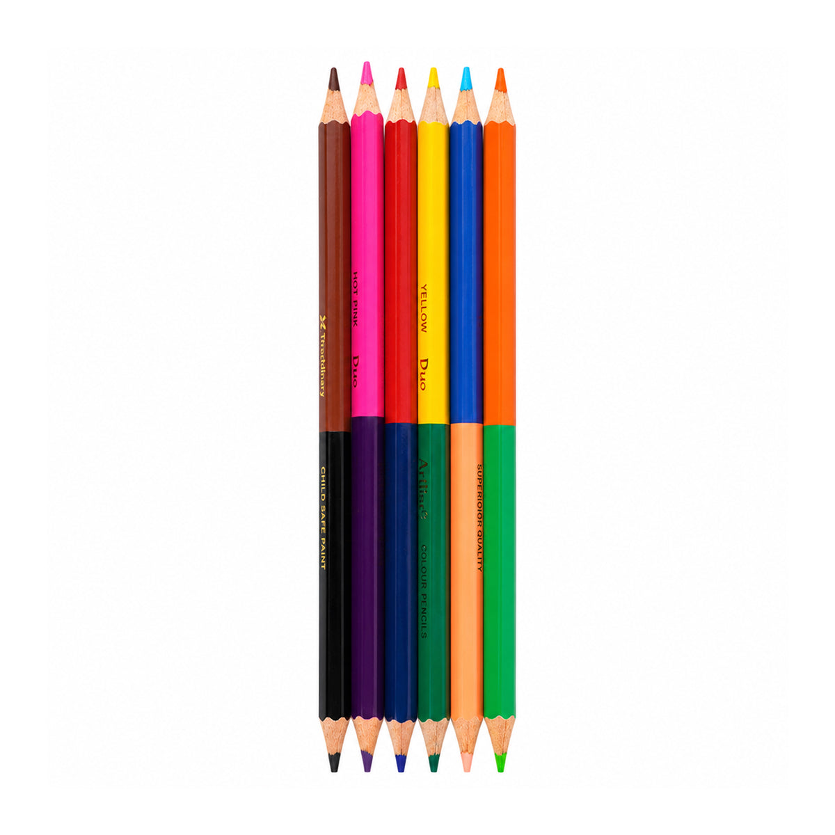 Love Art 6 Duo Colour Pencils — Pack of 6 Assorted Colours