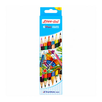 Love Art 6 Duo Colour Pencils — Pack of 6 Assorted Colours