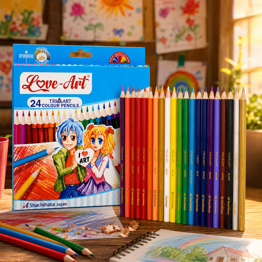 Love Art 24 Triart Colour Pencils — Pack of 24 Assorted Colours