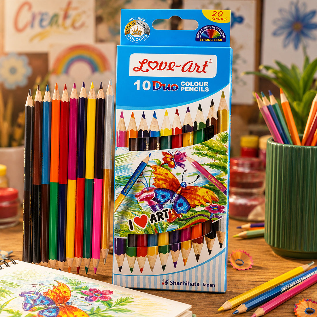 Love Art 10 Colour Pencils — Pack of 10 Assorted Colours