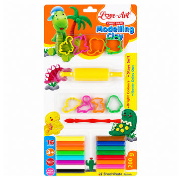 Love Art Modelling Clay Set — 16 Bright Colours with 10 Tools
