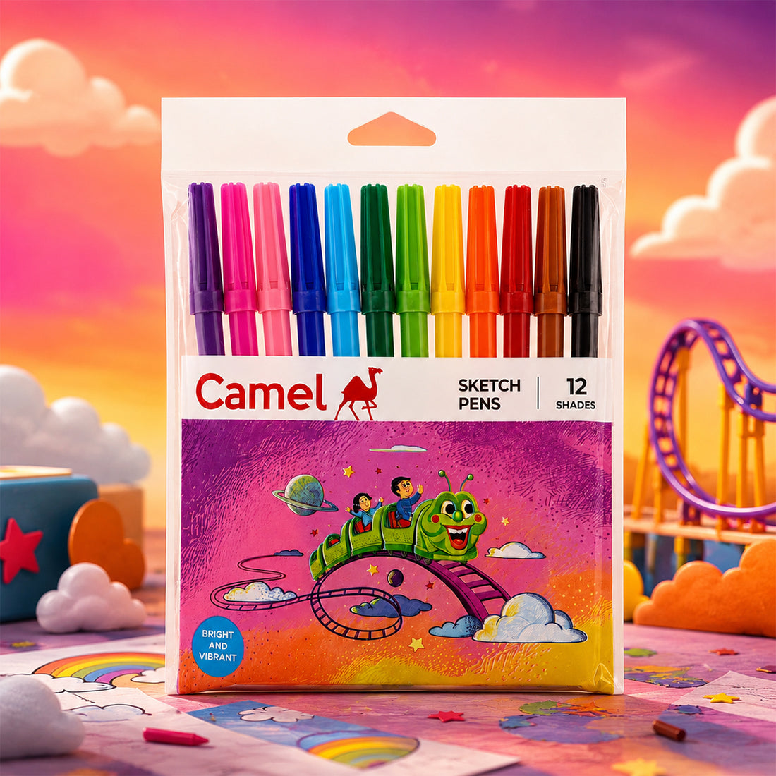 Camel 12 Shades Sketch Pens — Pack of 2 (24 Pens Total)