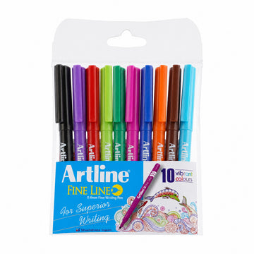 Artline 10 Colour Fine Line Pens — Pack of 10, 0.4 mm