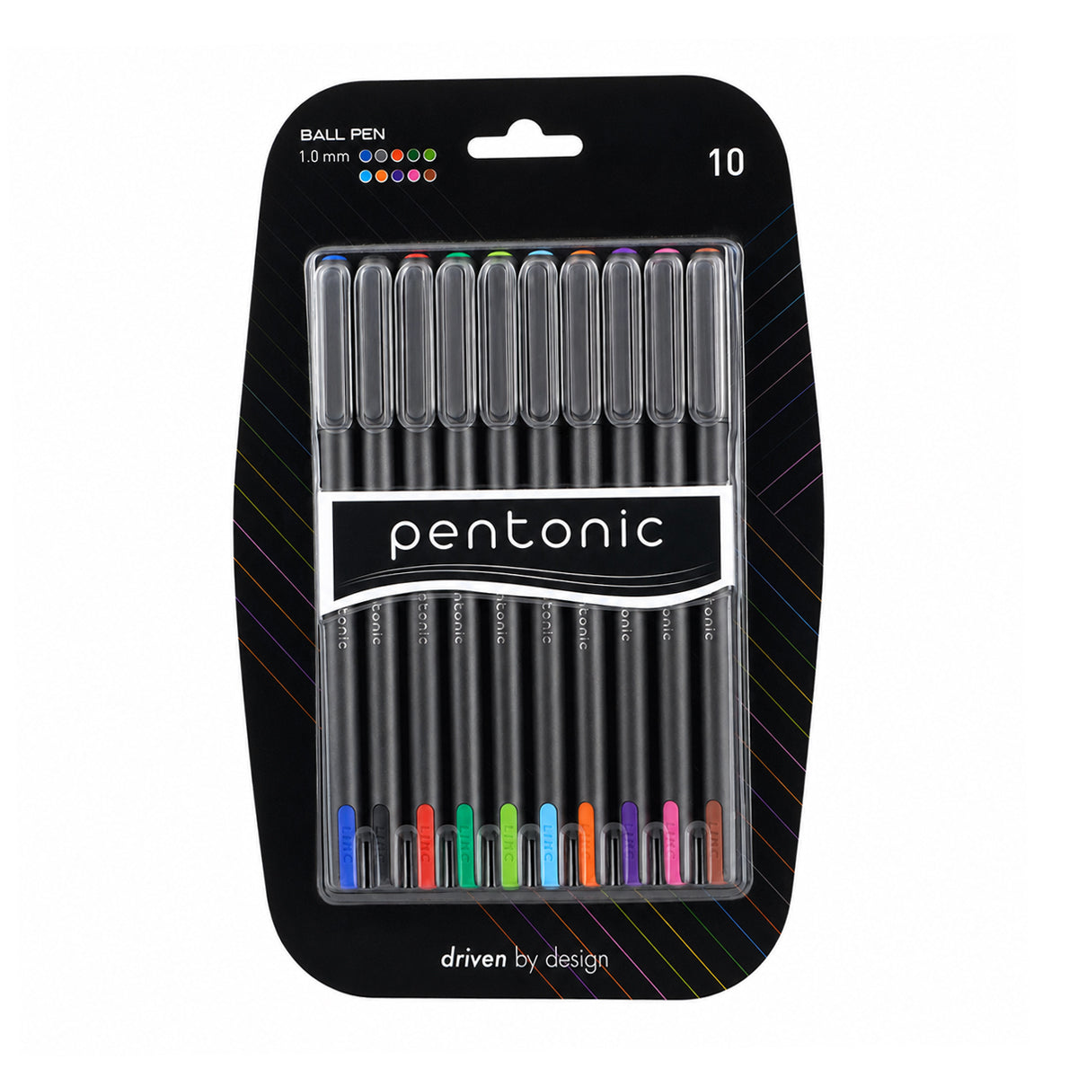 Pentonic 10 Colours Ballpen — Matte Gray Body, 1.00 mm Tip