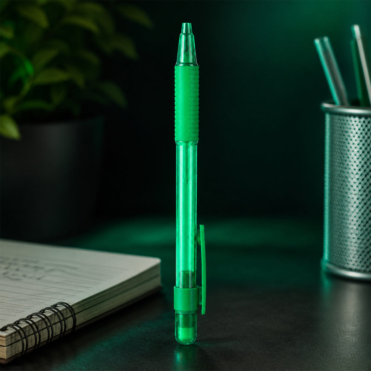 Luxor Studymate+ Mechanical Pencil — Pack of 4 with Free Lead Box, 0.7 mm (Green)