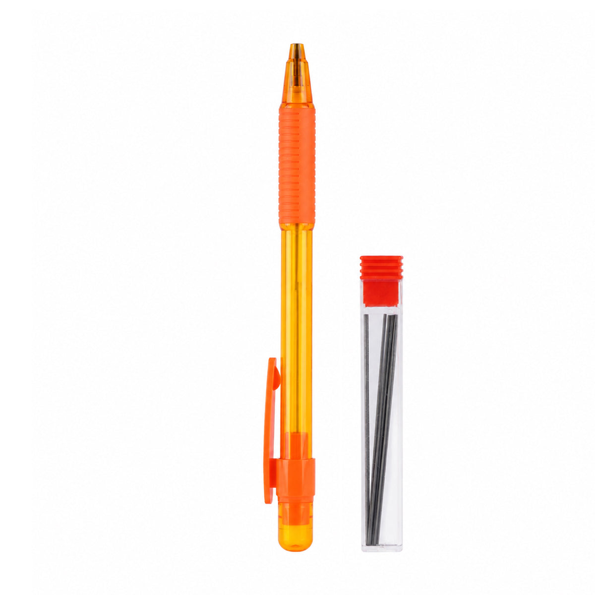Luxor Studymate+ Mechanical Pencil — Pack of 4 with Free Lead Box, 0.7 mm (Orange)