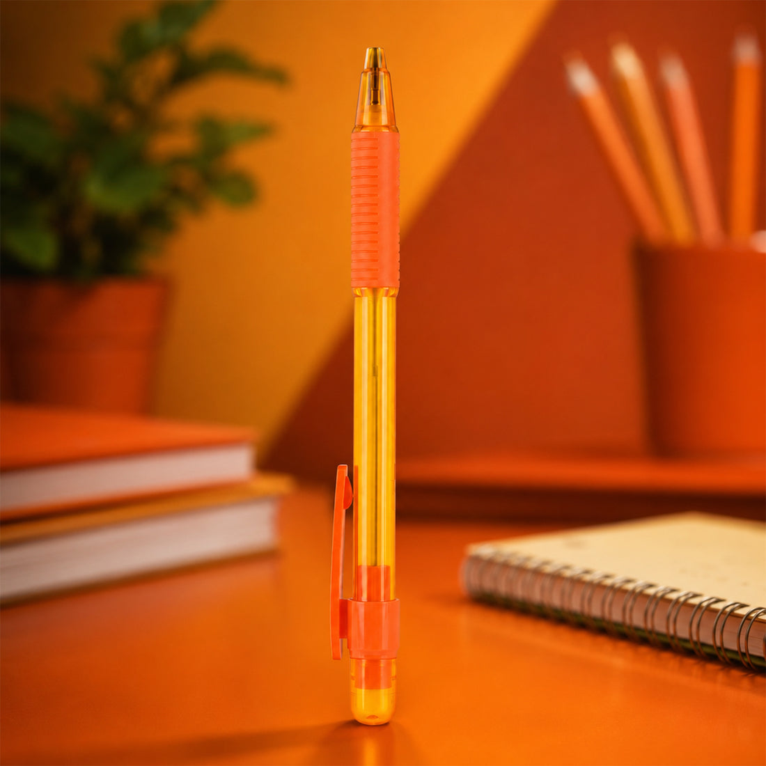 Luxor Studymate+ Mechanical Pencil — Pack of 4 with Free Lead Box, 0.7 mm (Orange)