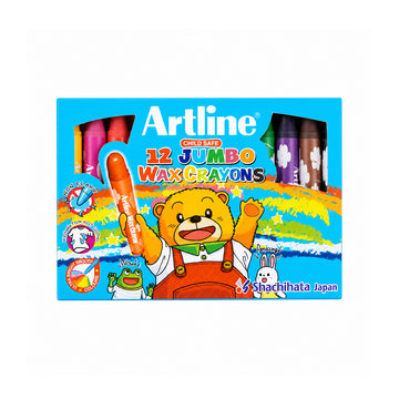 Artline 12 Jumbo Wax Crayons — Pack of 12 Assorted Colours