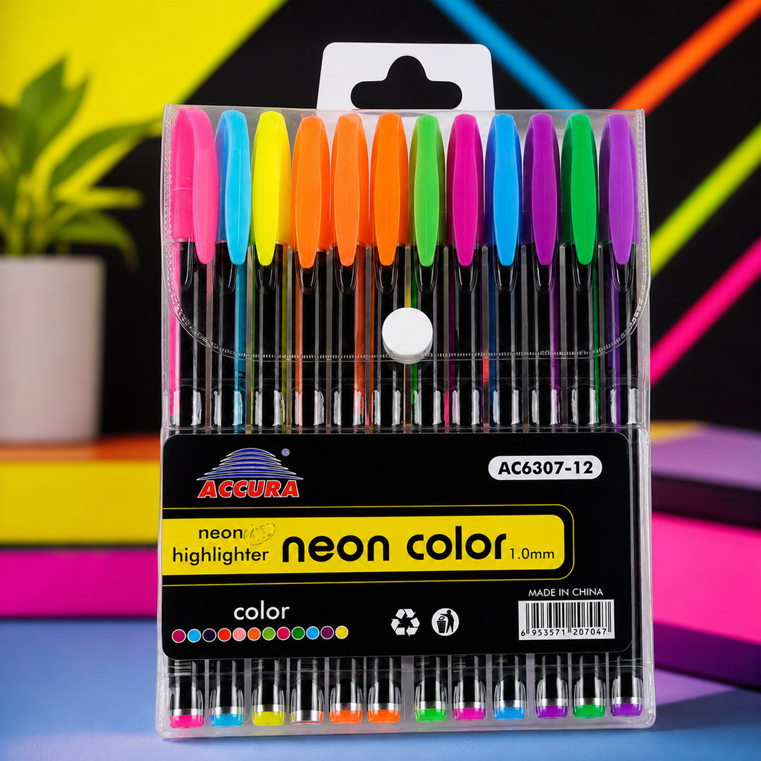 Arav Accura Neon Highlighter Pen - 12 Colours
