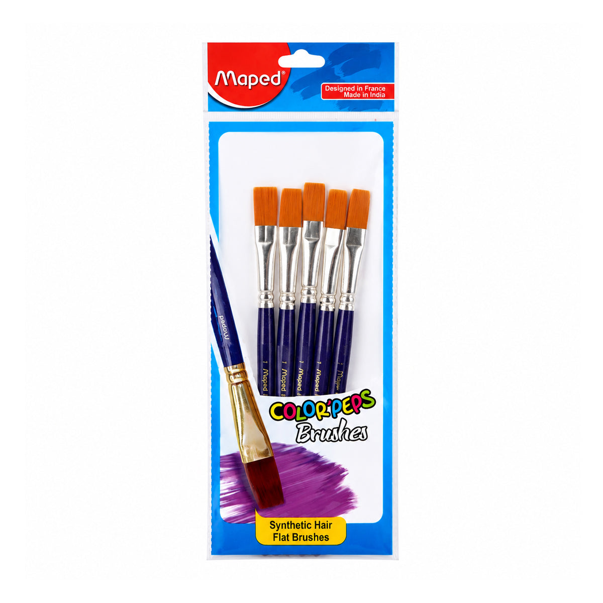 Maped Color'Peps Flat Brushes — Set of 5 (Size 7)