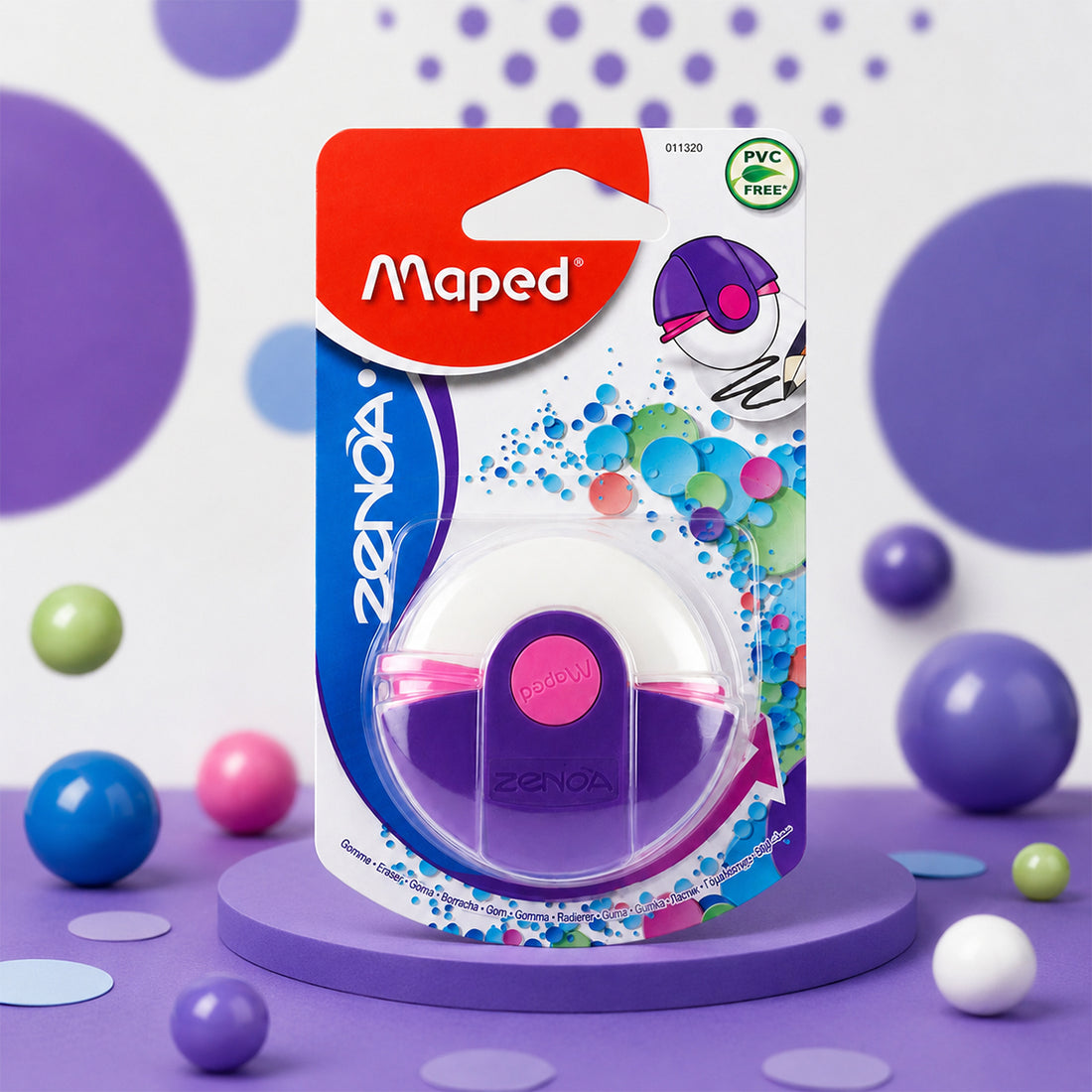 Maped Zenoa Rotary Eraser with Protective Case - Purple (Pack of 2)