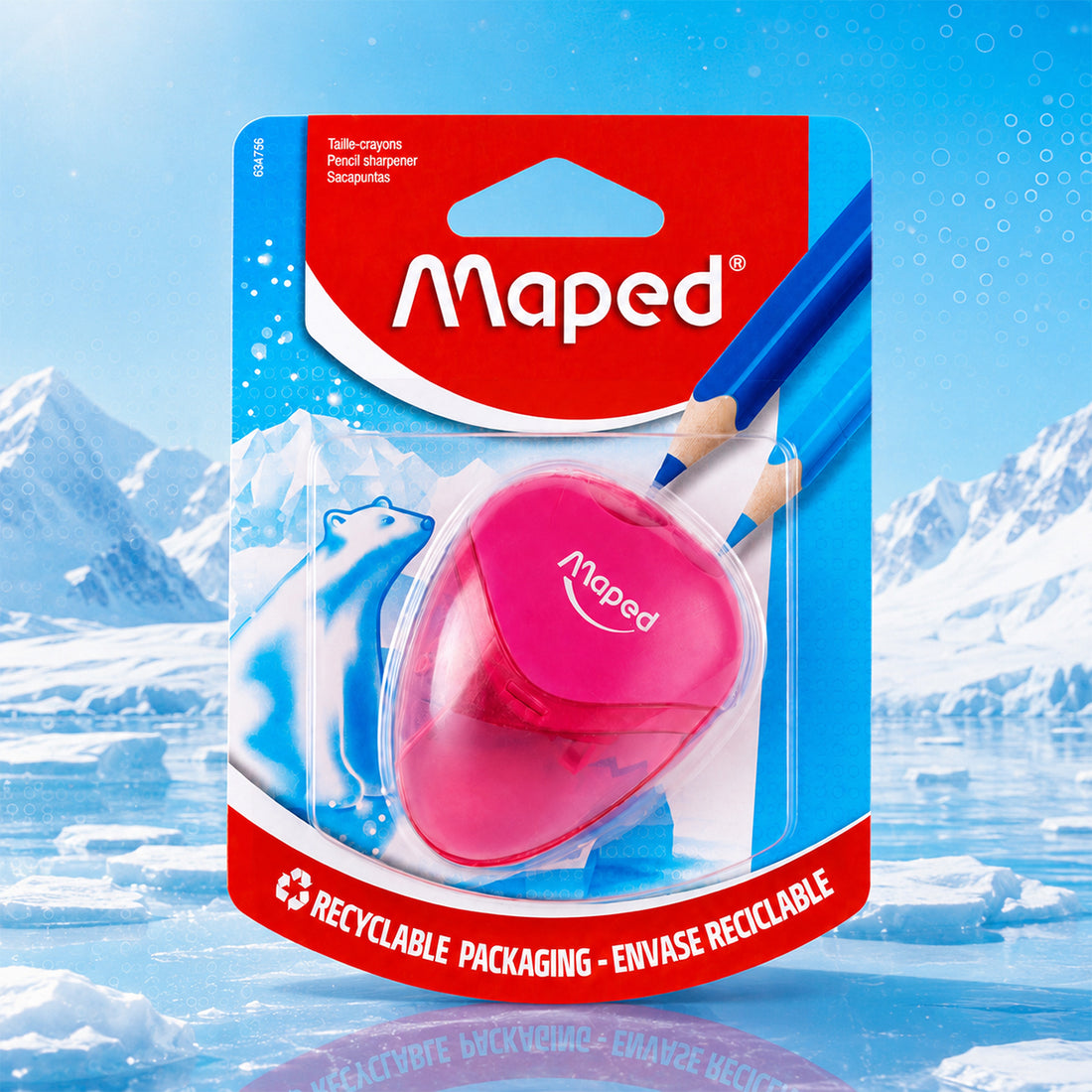 Maped I‑Gloo Pink Colour 1‑Hole Pencil Sharpener — Pack of 2