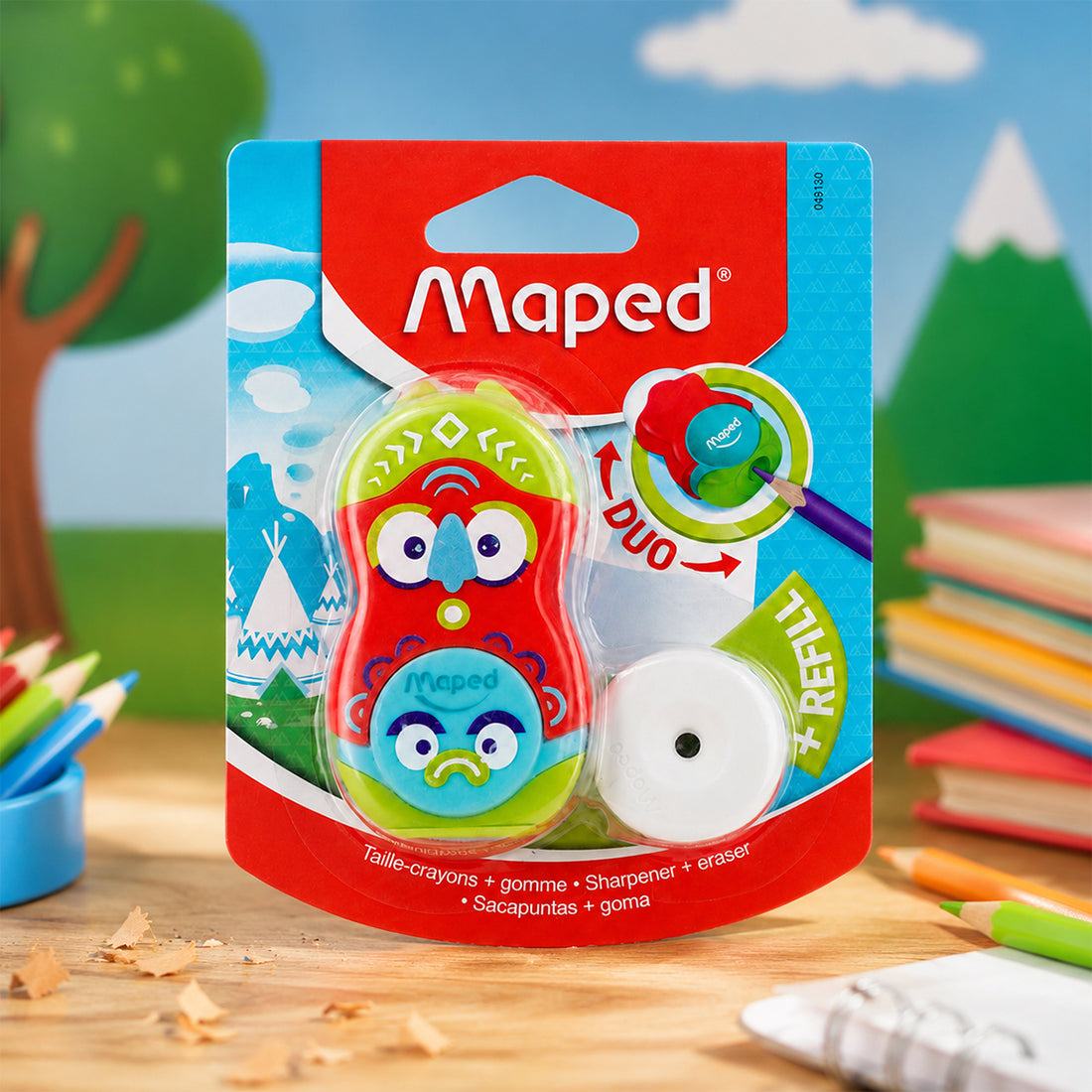 2-in-1 Maped Red Colour Duo Eraser & Pencil Sharpener