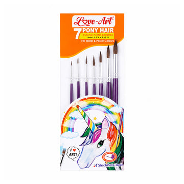 Artline Love‑Art 7 Pony Hair Round Paint Brushes — Set of 7