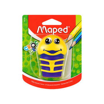 Maped Croc Cro 2-Hole Sharpener — Yellow, Compact Plastic