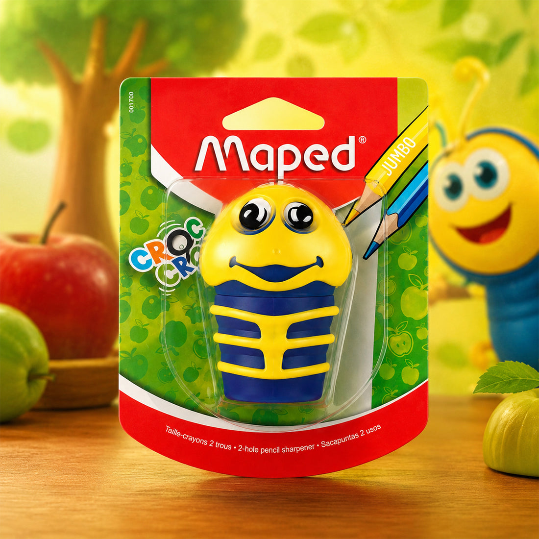 Maped Croc Cro 2-Hole Sharpener — Yellow, Compact Plastic