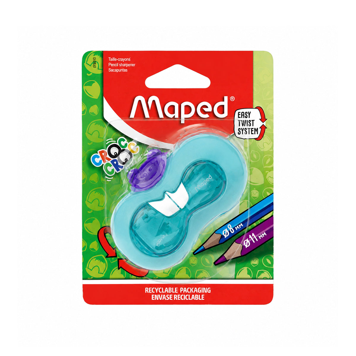 Maped Croc Croc Sharpener (018410) — Green, Easy Twist