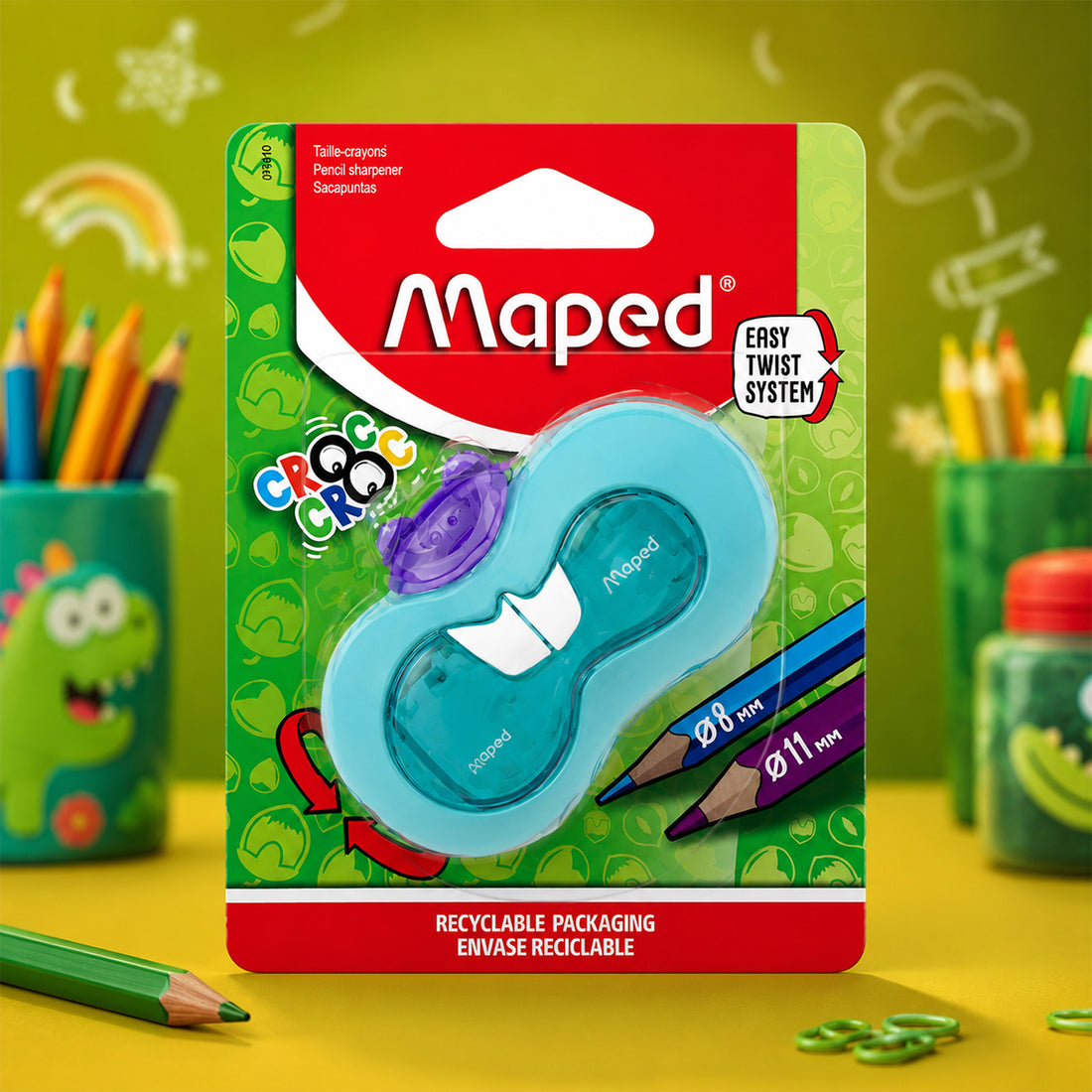 Maped Croc Croc Sharpener (018410) — Green, Easy Twist