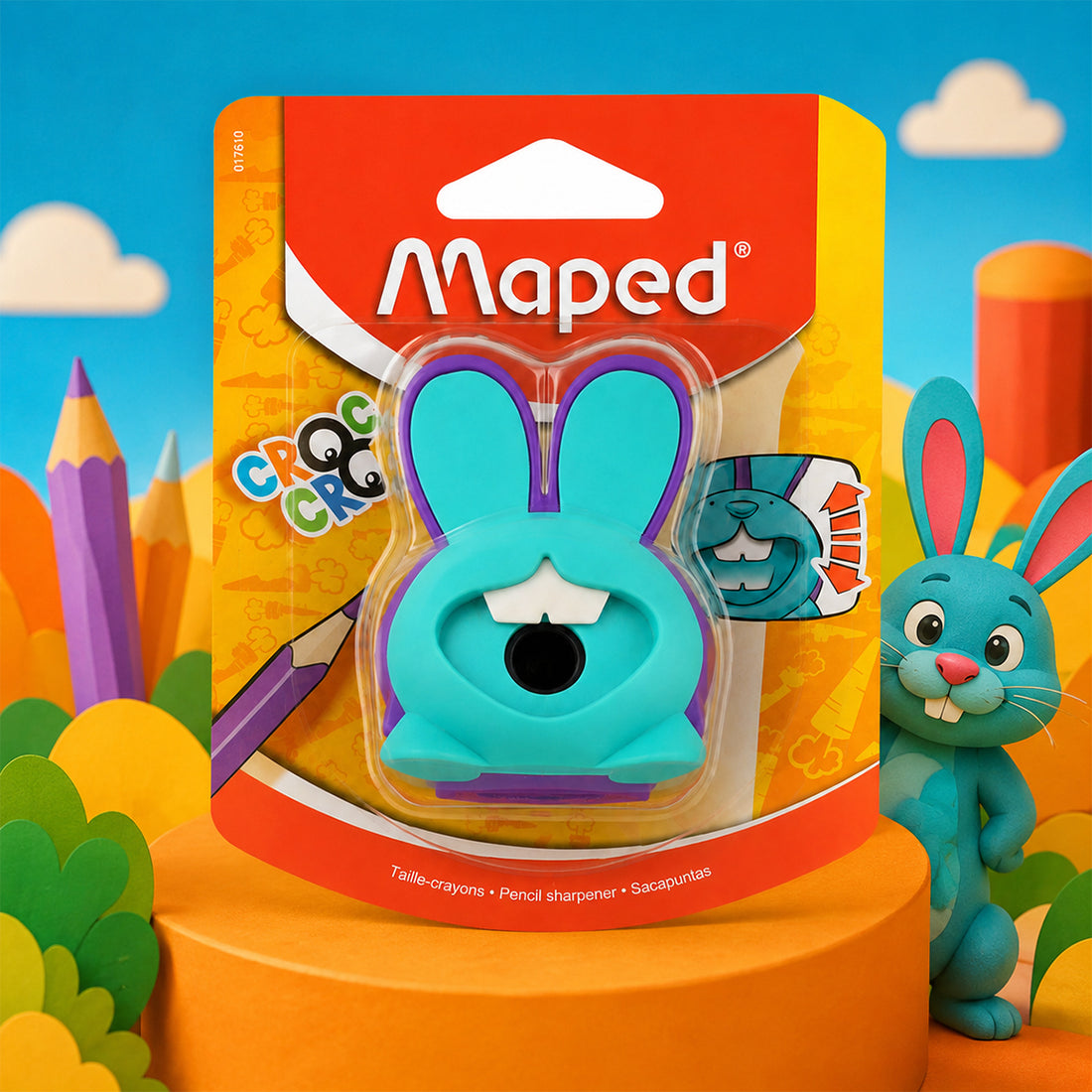Maped Croc Cro Bunny‑Shaped Pencil Sharpener — Purple & Turquoise