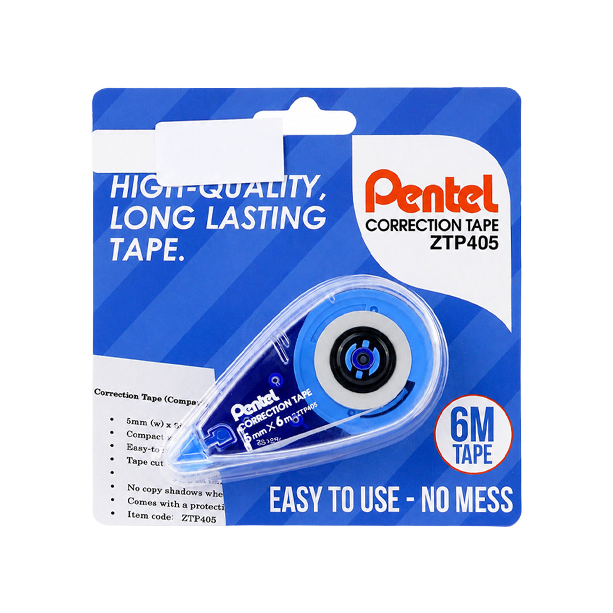 Pentel ZTP405 Blue Barrel Correction Tape — Set of 2