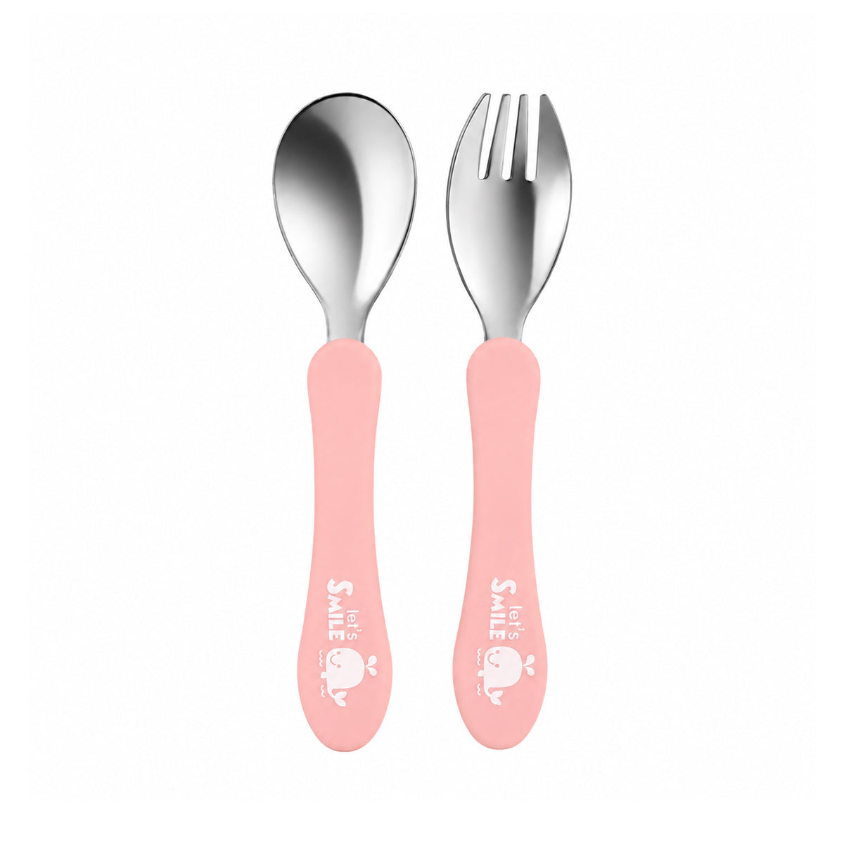 Little Warm Whale Kids Stainless Steel Feeding Bowl Set with Suction Base – 380ml | Pink | 304 Steel, Wheat Fibre, Spoon & Fork