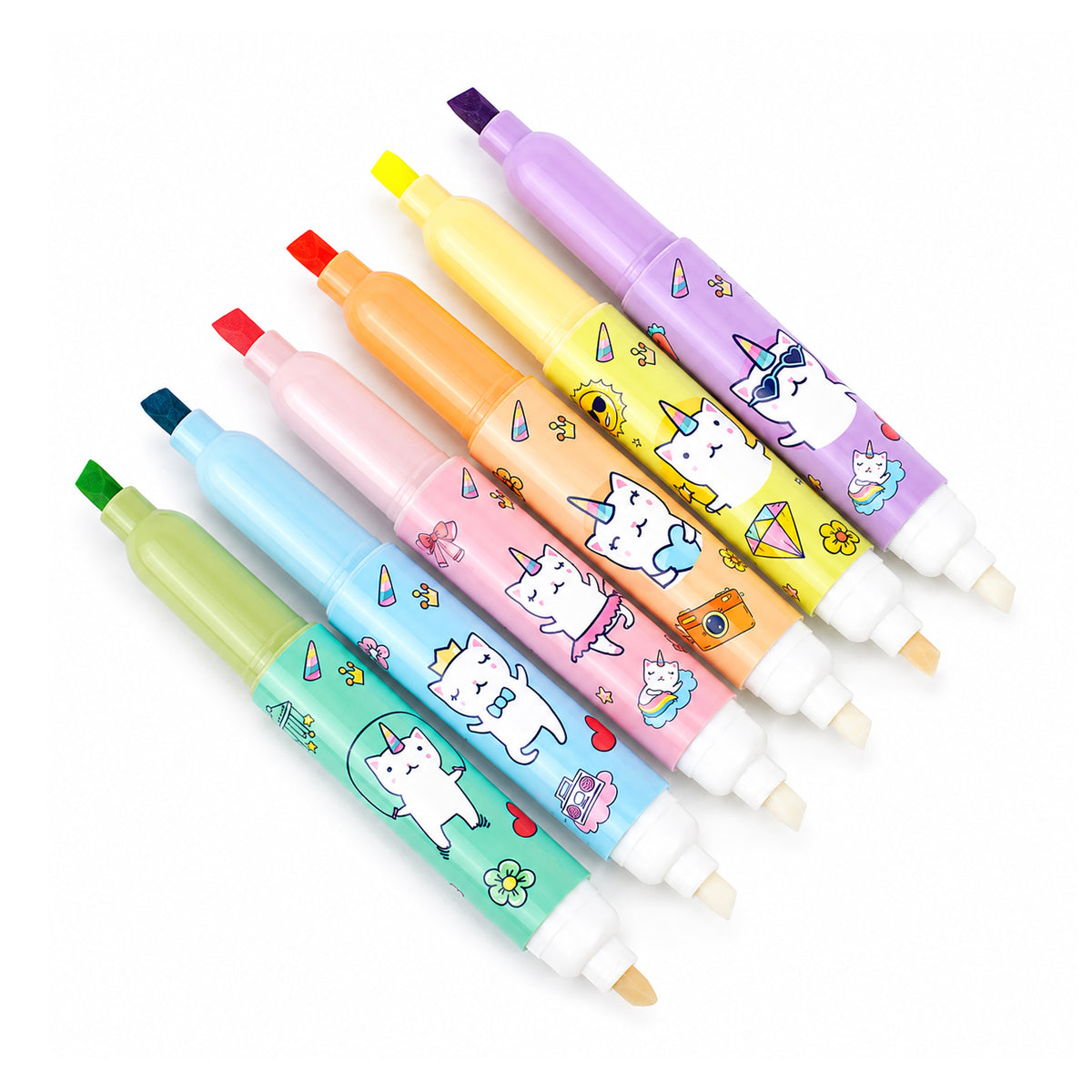 Duo Erasable Large Capacity Highlighter Pen – 6-Count Multicolor Set (WD-1580)