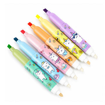Duo Erasable Large Capacity Highlighter Pen – 6-Count Multicolor Set (WD-1580)