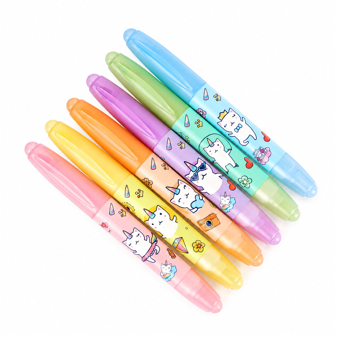 Duo Erasable Large Capacity Highlighter Pen – 6-Count Multicolor Set (WD-1580)