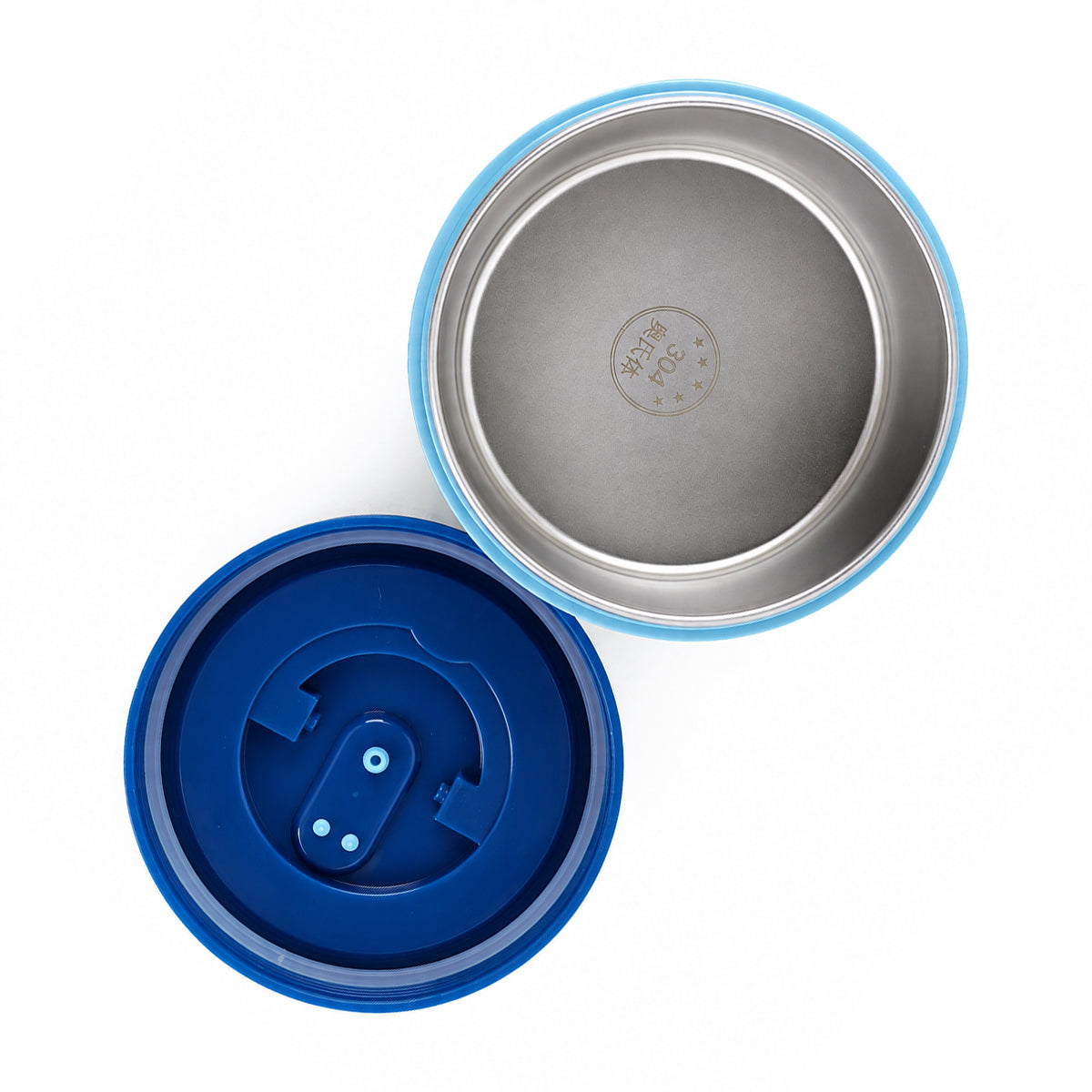 Medium-Sized Stainless Steel Lunch Box – 600ml Blue | The Writershub.in | Round, Leak-Resistant, Food-Safe