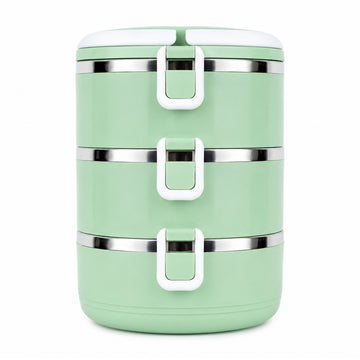 3 in 1 Stainless Steel Insulated Lunch Box – 1200ml Green | The Writershub | 3-Layer, Stackable, Leak-Resistant