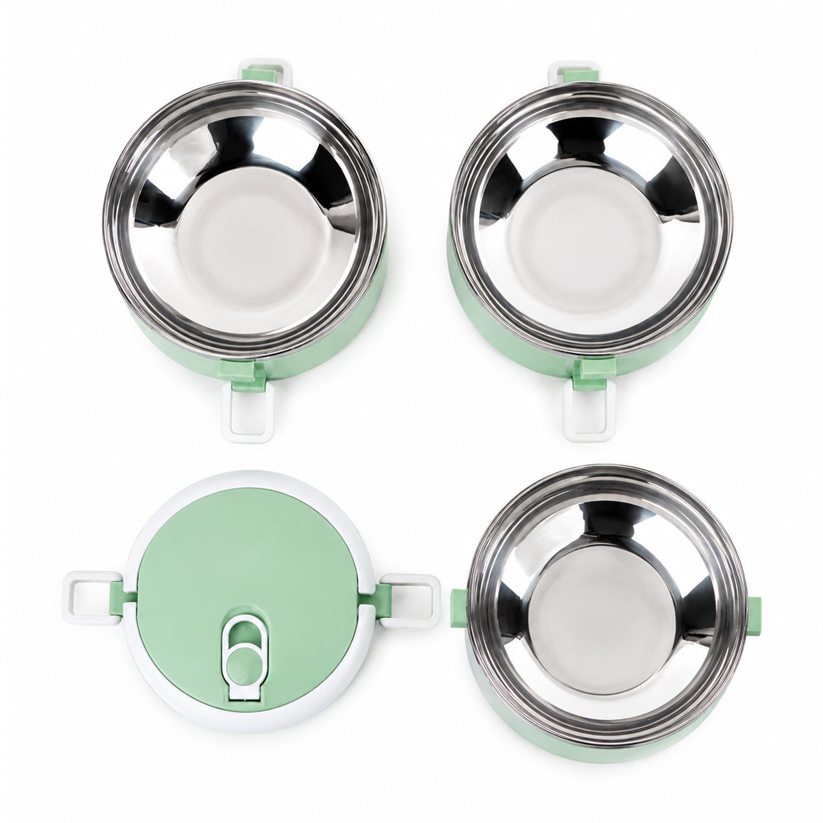3 in 1 Stainless Steel Insulated Lunch Box – 1200ml Green | The Writershub | 3-Layer, Stackable, Leak-Resistant