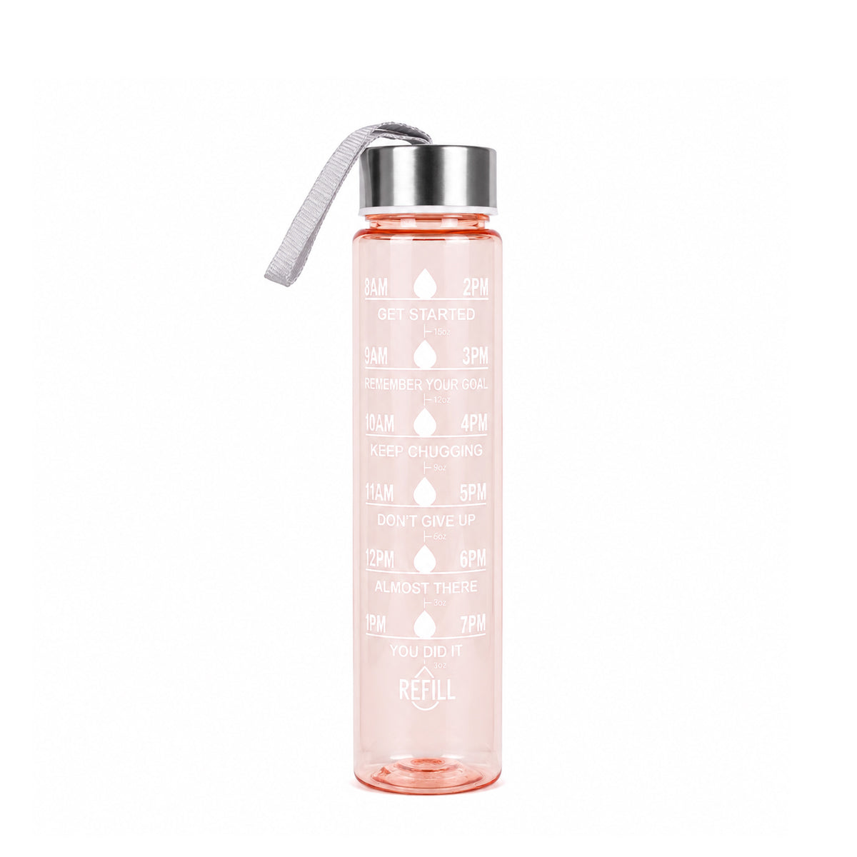 3 in 1 Motivational Water Bottle Set with Time Markers & Straw – 2L, 900ml, 300ml | Purple, Peach, Grey | The Writershub | BPA-Free, Leakproof, Nesting Design