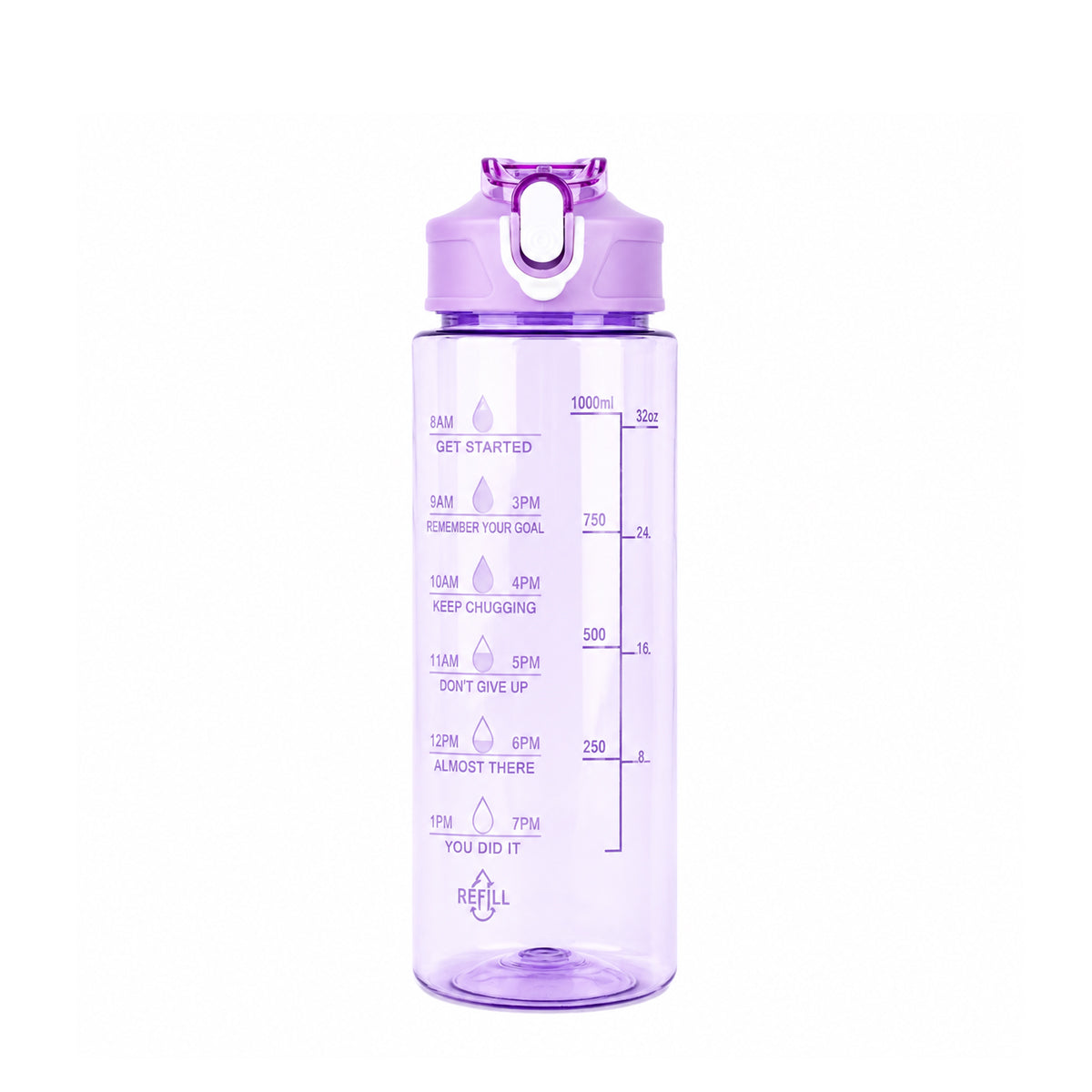 3 in 1 Motivational Water Bottle Set with Time Markers & Straw – 2L, 900ml, 300ml | Purple, Peach, Grey | The Writershub | BPA-Free, Leakproof, Nesting Design